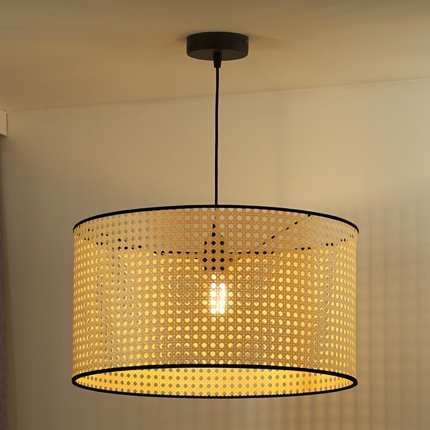 Duolla - Candeeiro suspenso ROLLER 1xE27/15W/230V diâmetro 45 cm vime/preto