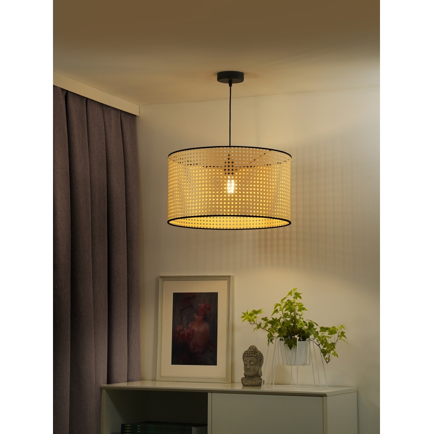 Duolla - Candeeiro suspenso ROLLER 1xE27/15W/230V diâmetro 45 cm vime/preto