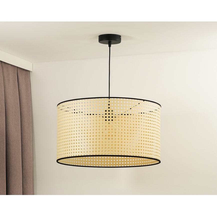 Duolla - Candeeiro suspenso ROLLER 1xE27/15W/230V diâmetro 45 cm vime/preto