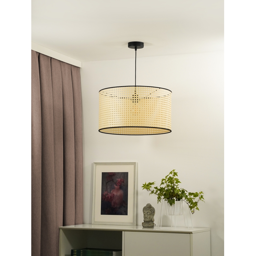 Duolla - Candeeiro suspenso ROLLER 1xE27/15W/230V diâmetro 45 cm vime/preto