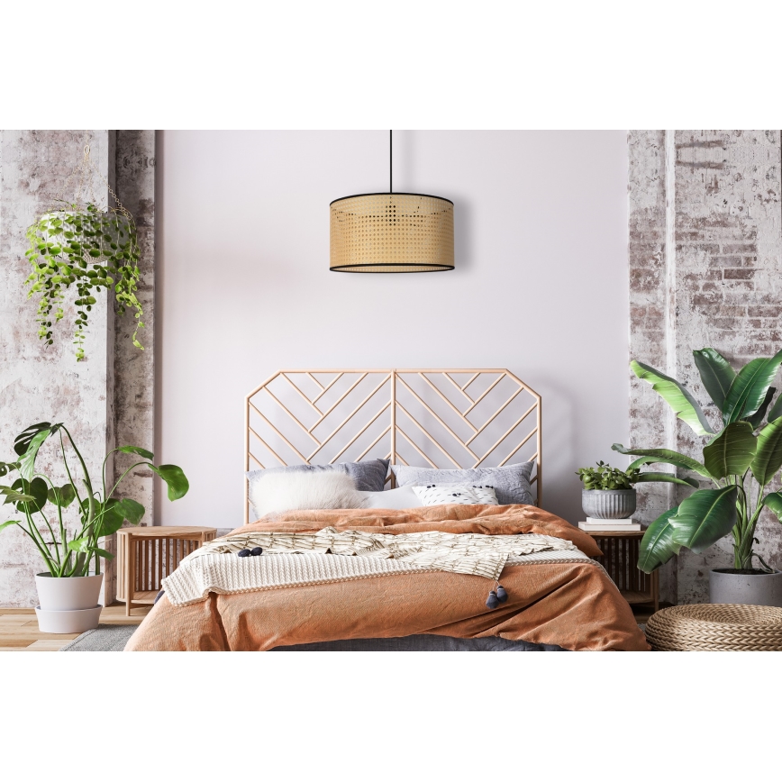 Duolla - Candeeiro suspenso ROLLER 1xE27/15W/230V diâmetro 45 cm vime/preto