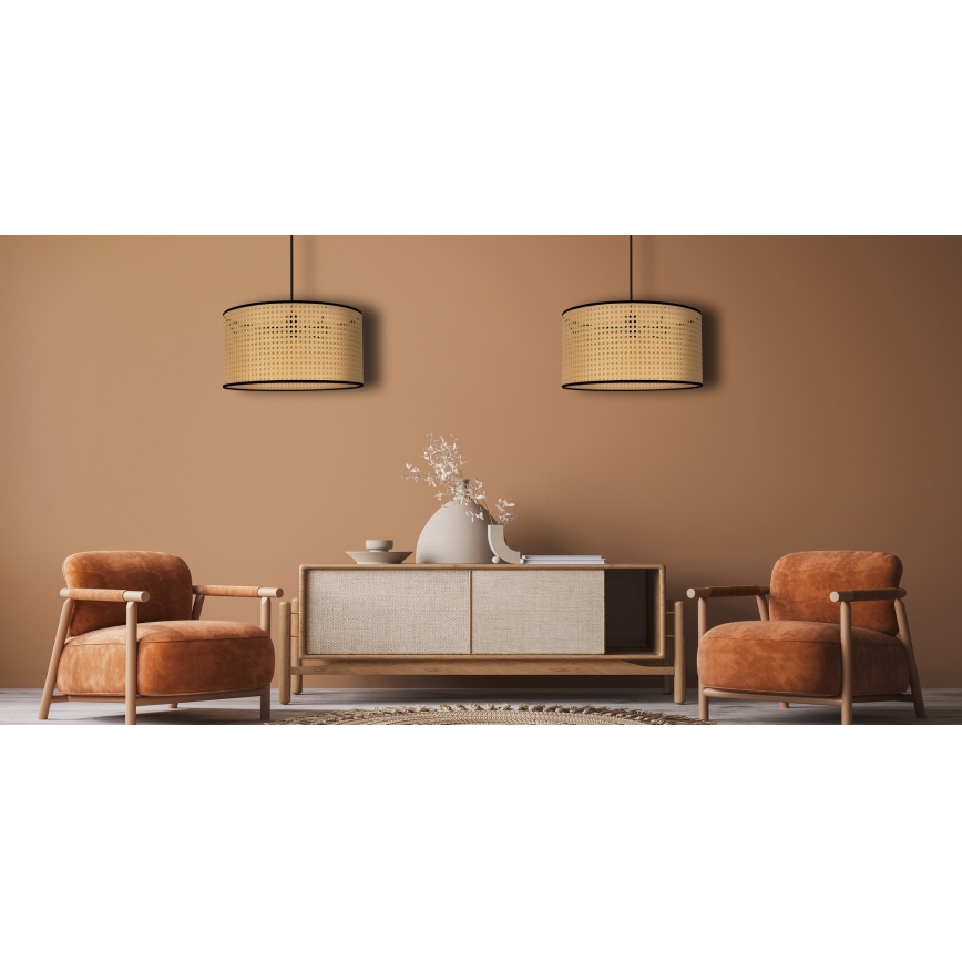 Duolla - Candeeiro suspenso ROLLER 1xE27/15W/230V diâmetro 45 cm vime/preto