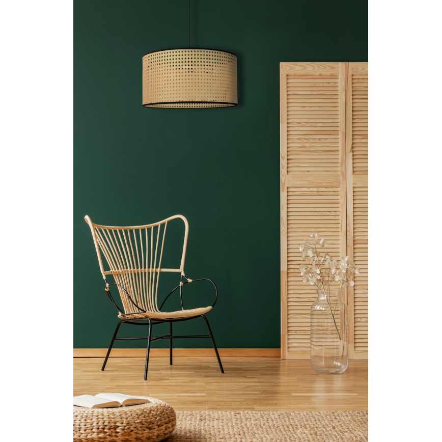 Duolla - Candeeiro suspenso ROLLER 1xE27/15W/230V diâmetro 45 cm vime/preto
