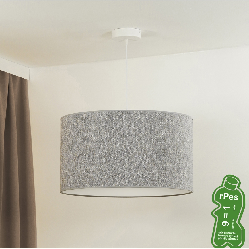 Duolla - Candeeiro suspenso ROLLER ECO RECYCLING 1xE27/15W/230V diâmetro 45 cm cinzento