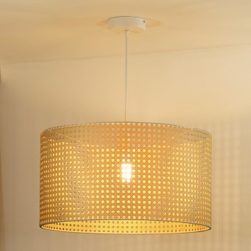 Duolla - Candeeiro suspenso ROLLER RATTAN 1xE27/15W/230V diâmetro 45 cm bege