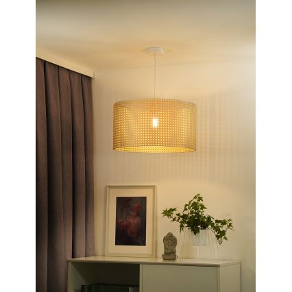 Duolla - Candeeiro suspenso ROLLER RATTAN 1xE27/15W/230V diâmetro 45 cm bege