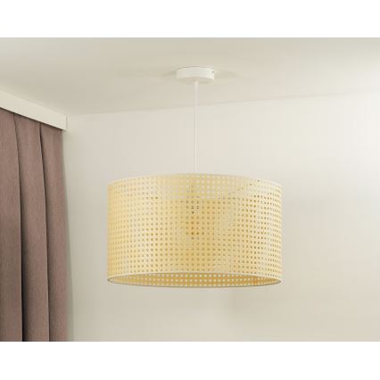 Duolla - Candeeiro suspenso ROLLER RATTAN 1xE27/15W/230V diâmetro 45 cm bege