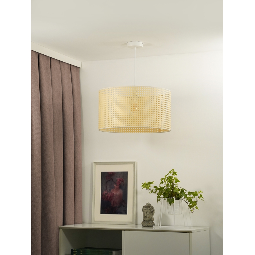 Duolla - Candeeiro suspenso ROLLER RATTAN 1xE27/15W/230V diâmetro 45 cm bege
