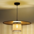 Duolla - Candeeiro suspenso TOKYO RATTAN 1xE27/15W/230V diâmetro 50 cm dourado/vime