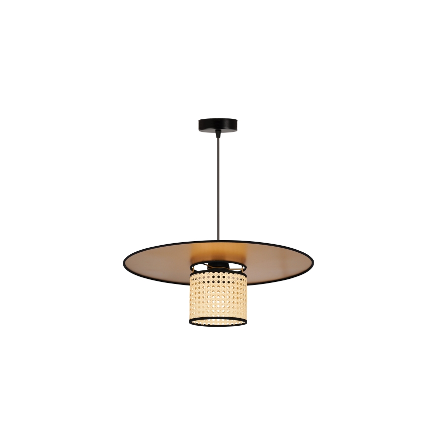 Duolla - Candeeiro suspenso TOKYO RATTAN 1xE27/15W/230V diâmetro 50 cm dourado/vime