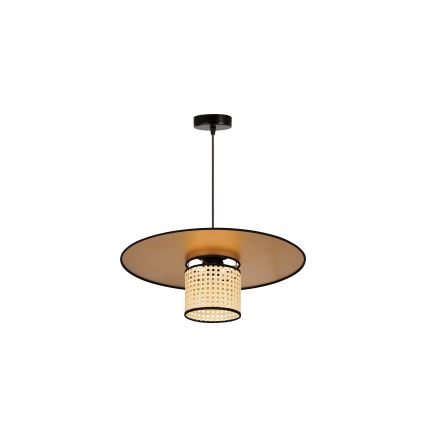 Duolla - Candeeiro suspenso TOKYO RATTAN 1xE27/15W/230V diâmetro 50 cm dourado/vime