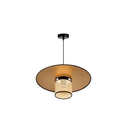 Duolla - Candeeiro suspenso TOKYO RATTAN 1xE27/15W/230V diâmetro 50 cm dourado/vime
