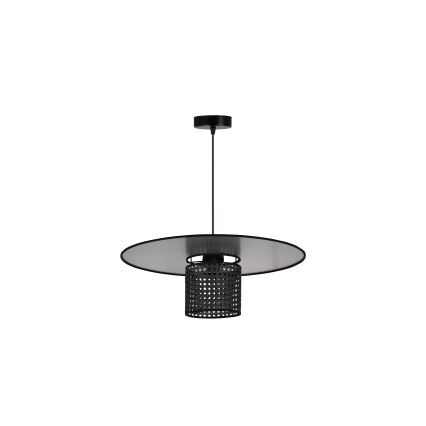 Duolla - Candeeiro suspenso TOKYO RATTAN 1xE27/15W/230V diâmetro 50 cm preto/prateado