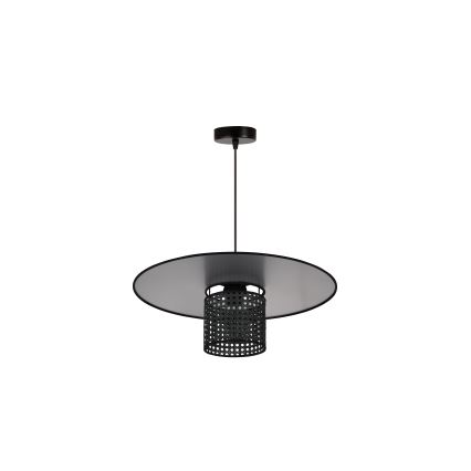 Duolla - Candeeiro suspenso TOKYO RATTAN 1xE27/15W/230V diâmetro 50 cm preto/prateado