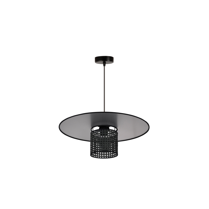 Duolla - Candeeiro suspenso TOKYO RATTAN 1xE27/15W/230V diâmetro 50 cm preto/prateado