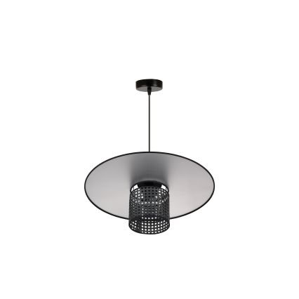 Duolla - Candeeiro suspenso TOKYO RATTAN 1xE27/15W/230V diâmetro 50 cm preto/prateado