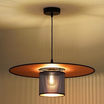 Duolla - Candeeiro suspenso TOKYO SHINY 1xE27/15W/230V diâmetro 50 cm preto/cobre