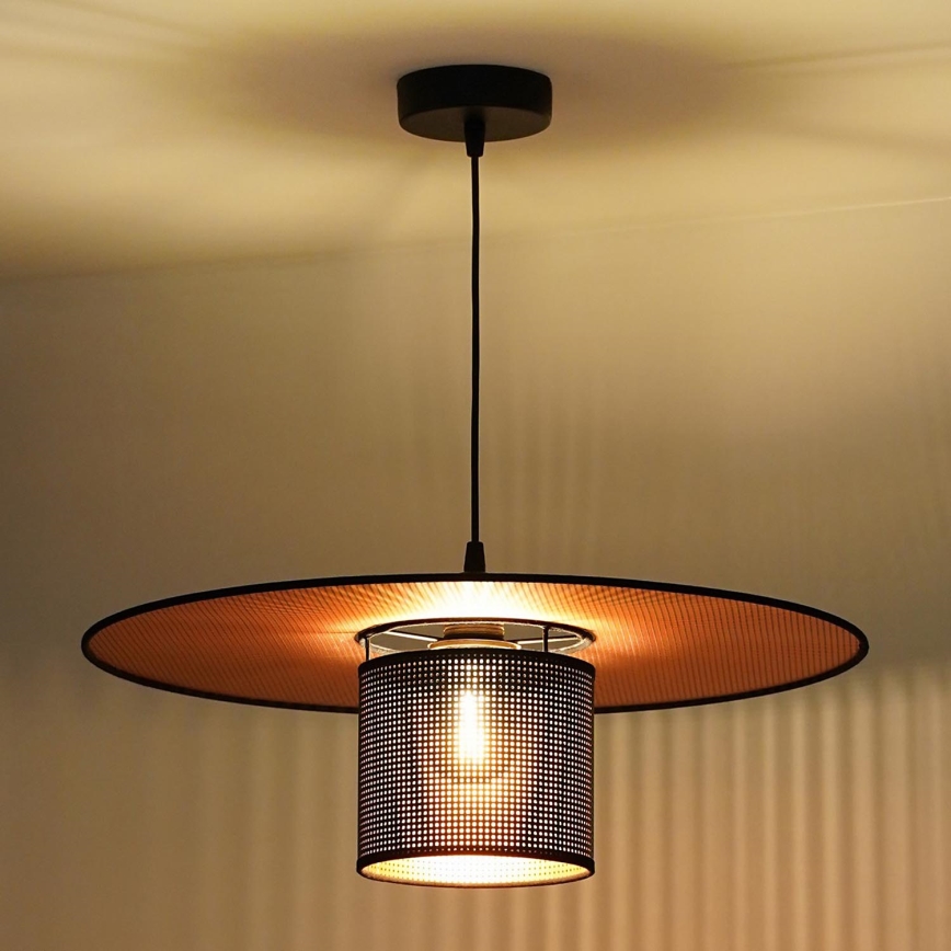 Duolla - Candeeiro suspenso TOKYO SHINY 1xE27/15W/230V diâmetro 50 cm preto/cobre