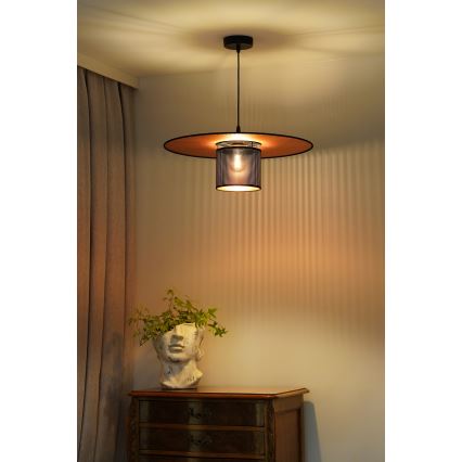 Duolla - Candeeiro suspenso TOKYO SHINY 1xE27/15W/230V diâmetro 50 cm preto/cobre