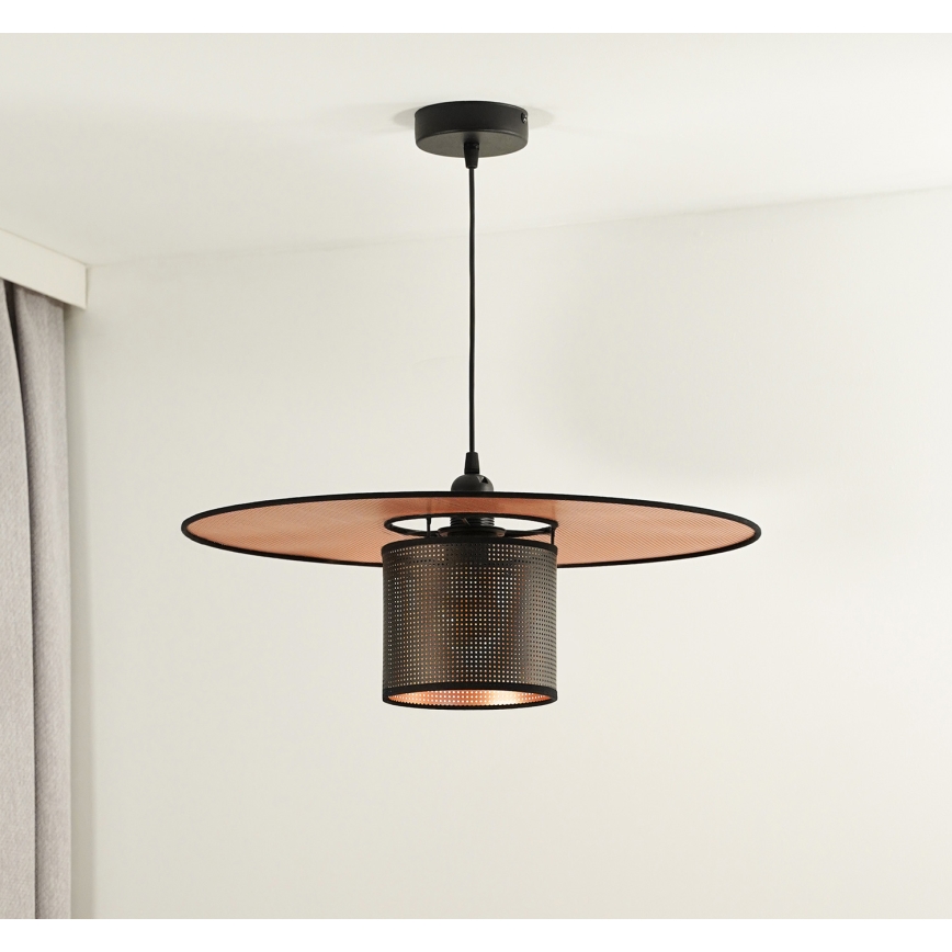 Duolla - Candeeiro suspenso TOKYO SHINY 1xE27/15W/230V diâmetro 50 cm preto/cobre