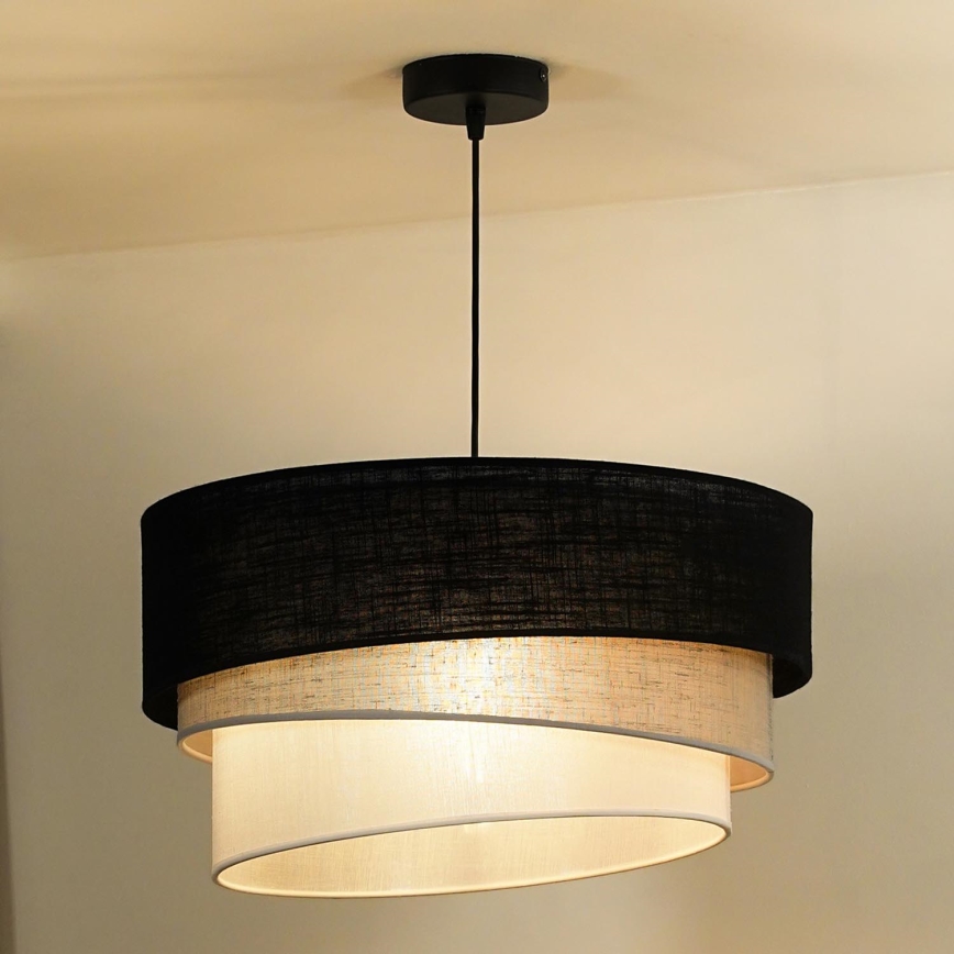 Duolla - Candeeiro suspenso TRIO 1xE27/15W/230V diâmetro 45 cm preto/cinzento/branco
