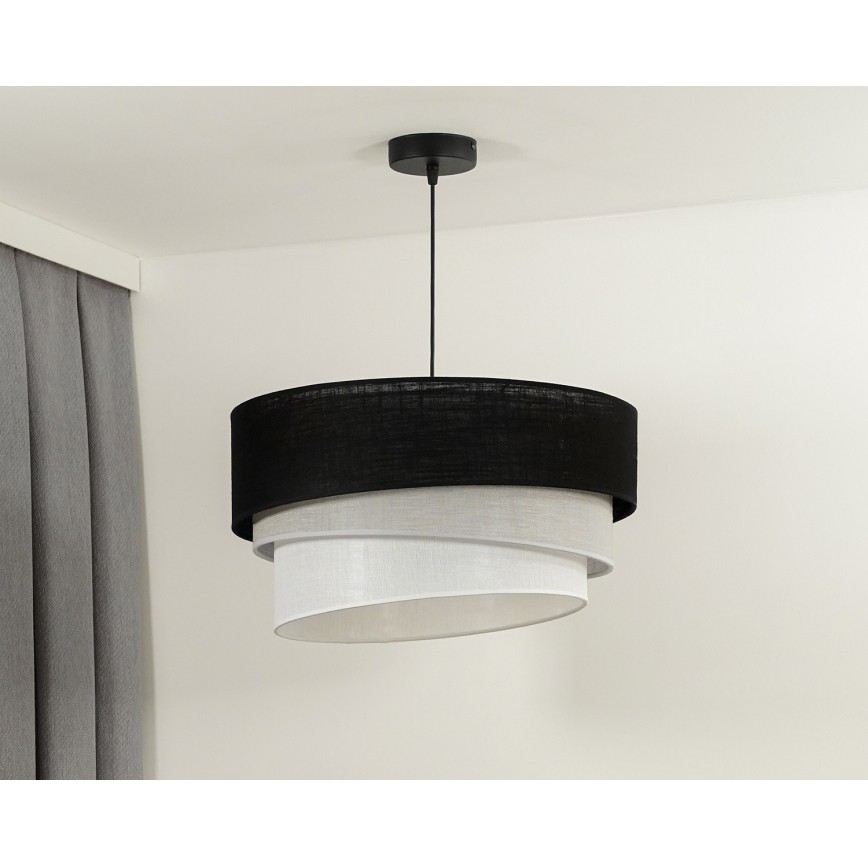 Duolla - Candeeiro suspenso TRIO 1xE27/15W/230V diâmetro 45 cm preto/cinzento/branco
