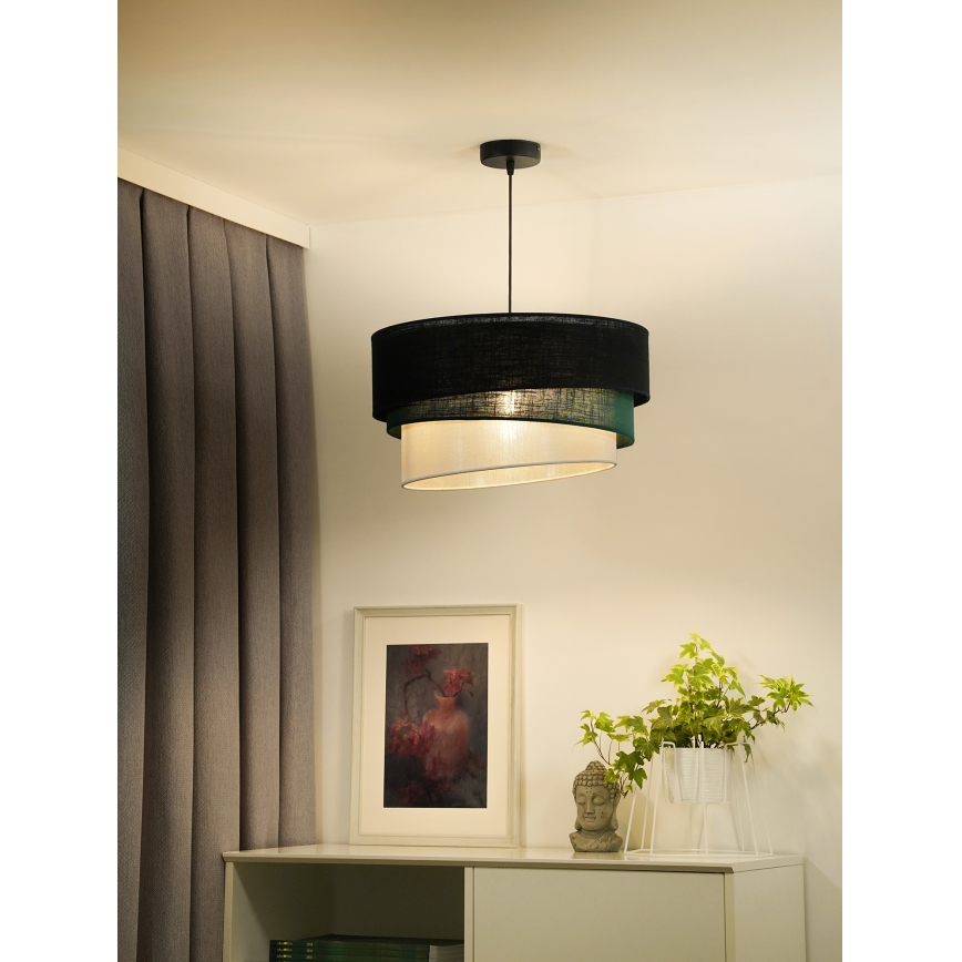 Duolla - Candeeiro suspenso TRIO 1xE27/15W/230V diâmetro 45 cm preto/verde/branco