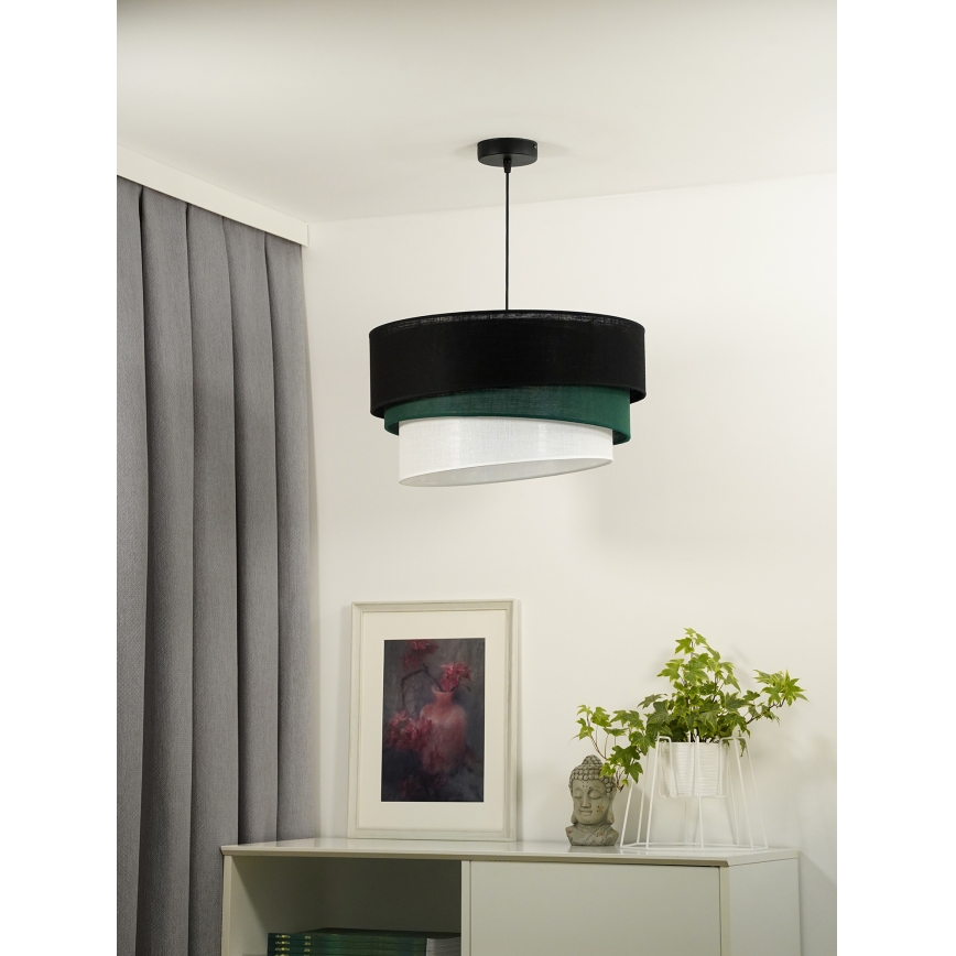 Duolla - Candeeiro suspenso TRIO 1xE27/15W/230V diâmetro 45 cm preto/verde/branco