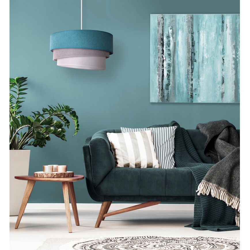 Duolla - Candeeiro suspenso TRIO 1xE27/15W/230V diâmetro 45 cm turquesa/cinzento/branco