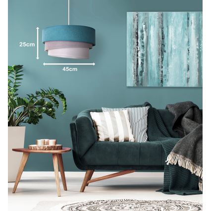 Duolla - Candeeiro suspenso TRIO 1xE27/15W/230V diâmetro 45 cm turquesa/cinzento/branco