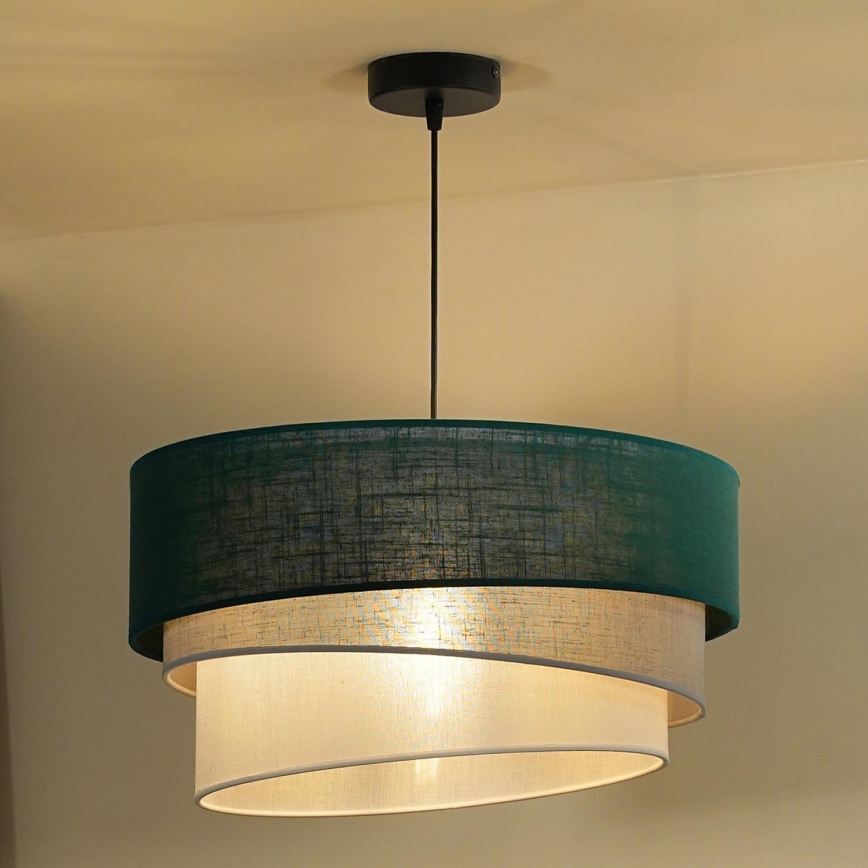 Duolla - Candeeiro suspenso TRIO 1xE27/15W/230V diâmetro 45 cm verde/cinzento/branco