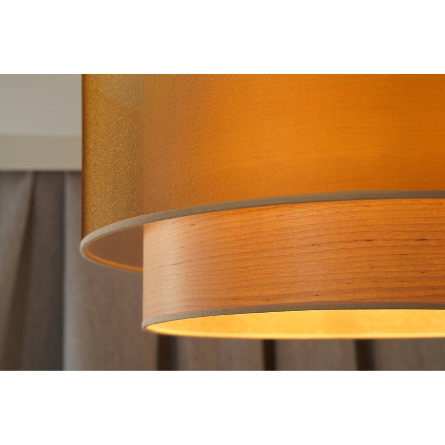 Duolla - Candeeiro suspenso WOOD BOHO 1xE27/15W/230V diâmetro 45 cm cobre/bege