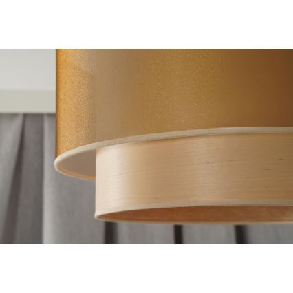 Duolla - Candeeiro suspenso WOOD BOHO 1xE27/15W/230V diâmetro 45 cm cobre/bege