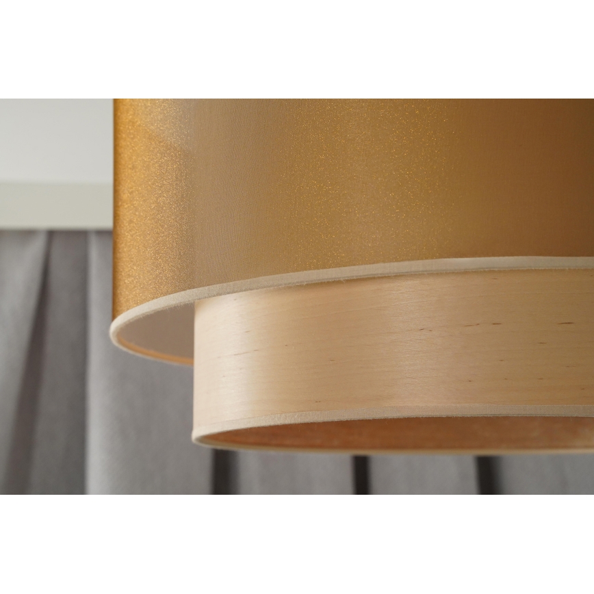 Duolla - Candeeiro suspenso WOOD BOHO 1xE27/15W/230V diâmetro 45 cm cobre/bege