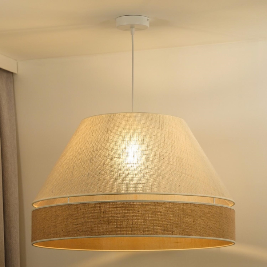 Duolla - Candeeiro suspenso YUTE AVIGNON 1xE27/15W/230V diâmetro 60 cm cinzento/castanho