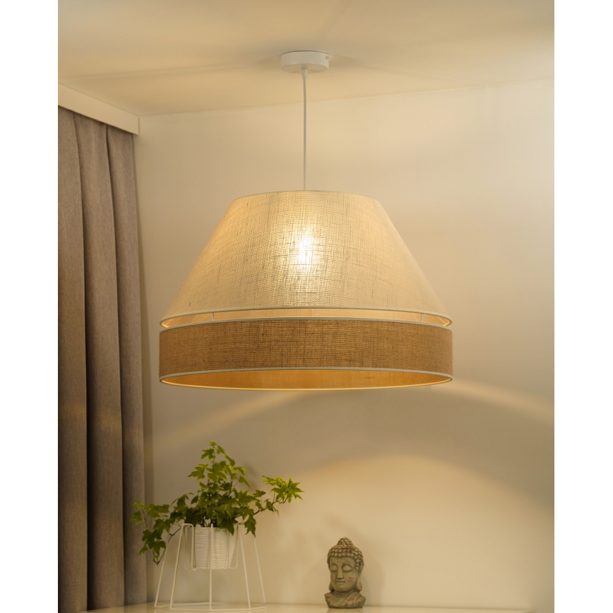 Duolla - Candeeiro suspenso YUTE AVIGNON 1xE27/15W/230V diâmetro 60 cm cinzento/castanho