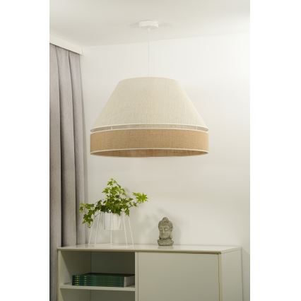 Duolla - Candeeiro suspenso YUTE AVIGNON 1xE27/15W/230V diâmetro 60 cm cinzento/castanho