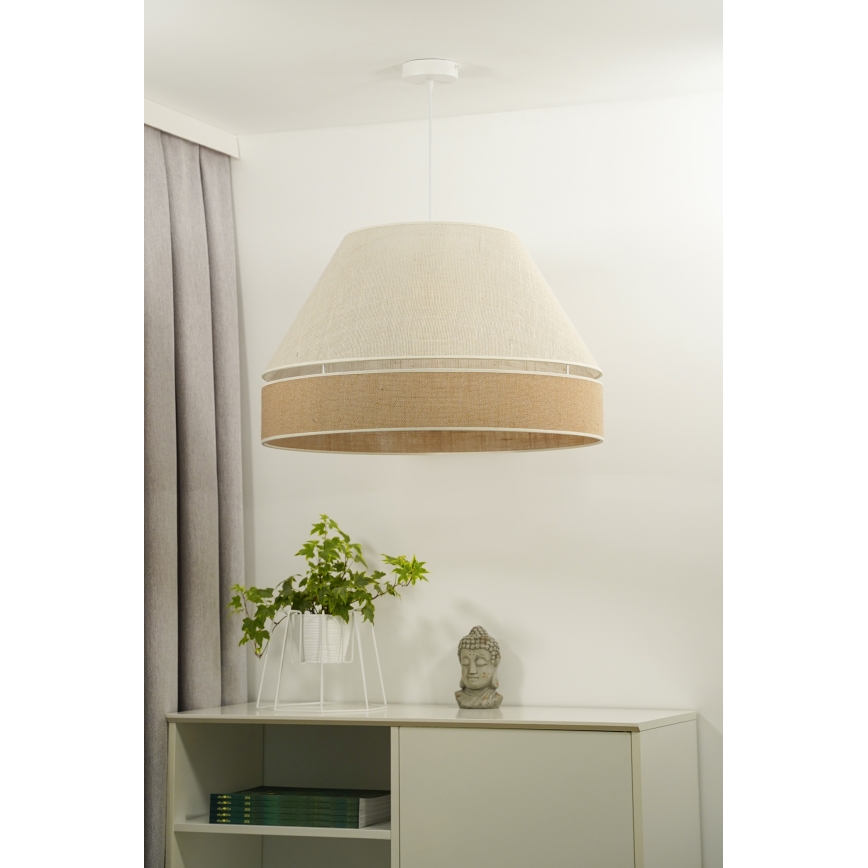 Duolla - Candeeiro suspenso YUTE AVIGNON 1xE27/15W/230V diâmetro 60 cm cinzento/castanho