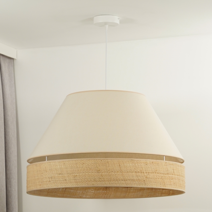 Duolla - Candeeiro suspenso YUTE AVIGNON 1xE27/15W/230V diâmetro 60 cm creme/bege