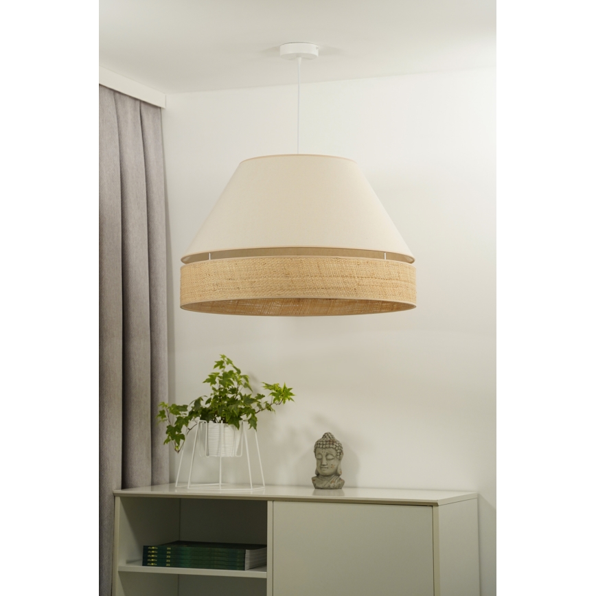 Duolla - Candeeiro suspenso YUTE AVIGNON 1xE27/15W/230V diâmetro 60 cm creme/bege