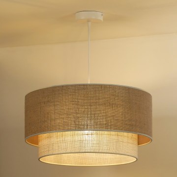 Duolla - Candeeiro suspenso YUTE BOHO 3xE27/15W/230V diâmetro 60 cm castanho/creme