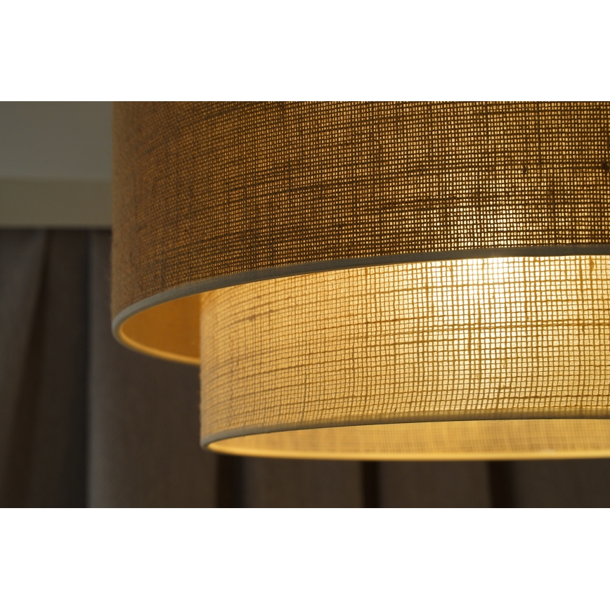 Duolla - Candeeiro suspenso YUTE BOHO 3xE27/15W/230V diâmetro 60 cm castanho/creme