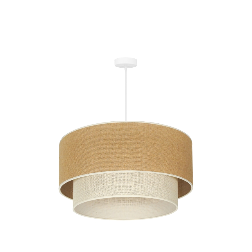Duolla - Candeeiro suspenso YUTE BOHO 3xE27/15W/230V diâmetro 60 cm castanho/creme