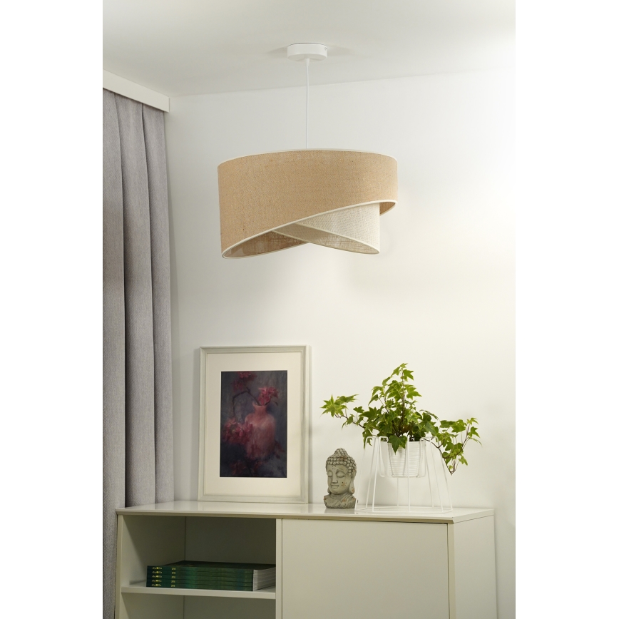 Duolla - Candeeiro suspenso YUTE CELLO 1xE27/15W/230V diâmetro 45 cm castanho/cinzento