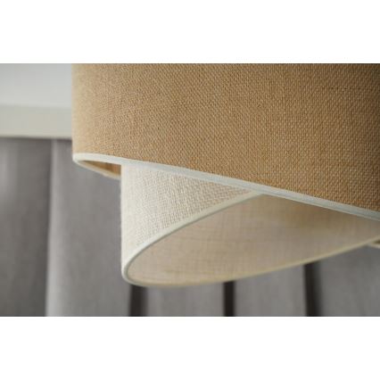 Duolla - Candeeiro suspenso YUTE CELLO 1xE27/15W/230V diâmetro 45 cm castanho/cinzento