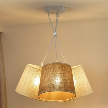 Duolla - Candeeiro suspenso YUTE ROSSA 3xE27/15W/230V cinzento/castanho