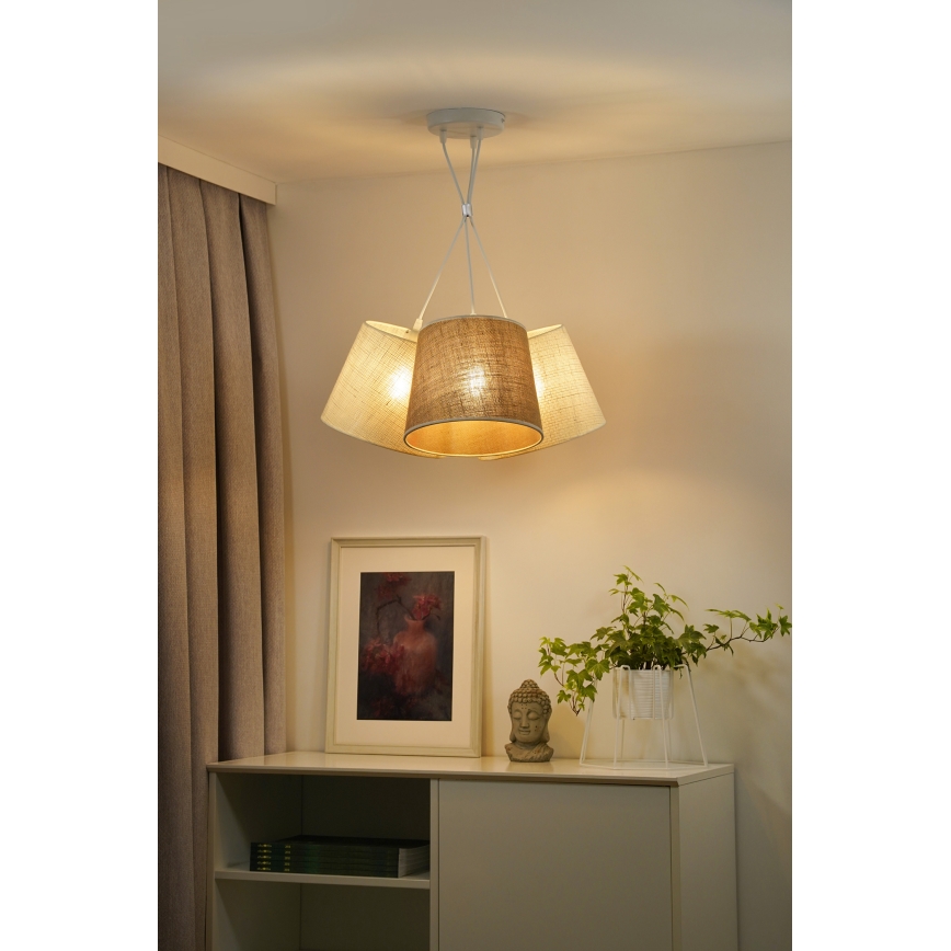 Duolla - Candeeiro suspenso YUTE ROSSA 3xE27/15W/230V cinzento/castanho