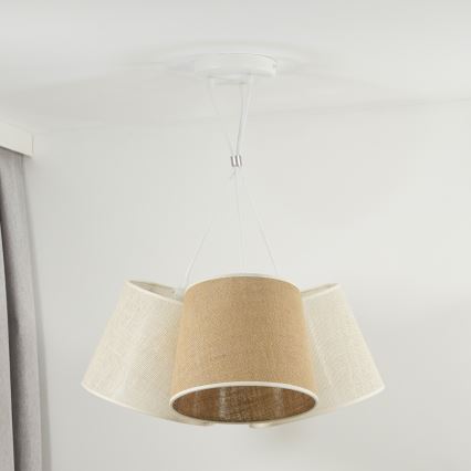 Duolla - Candeeiro suspenso YUTE ROSSA 3xE27/15W/230V cinzento/castanho