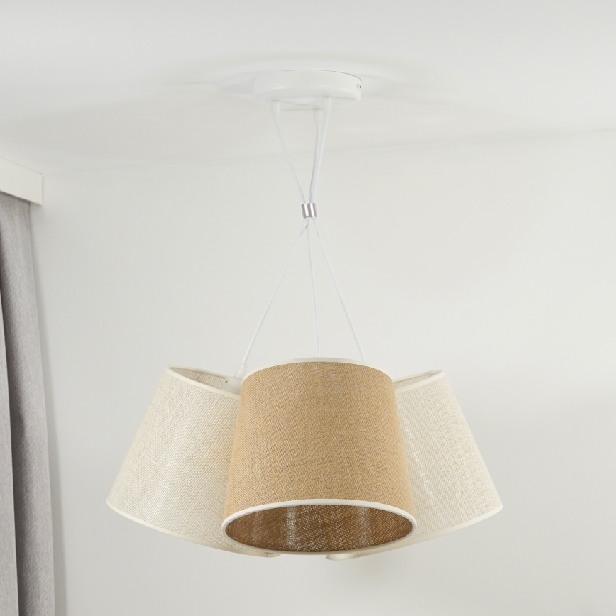 Duolla - Candeeiro suspenso YUTE ROSSA 3xE27/15W/230V cinzento/castanho
