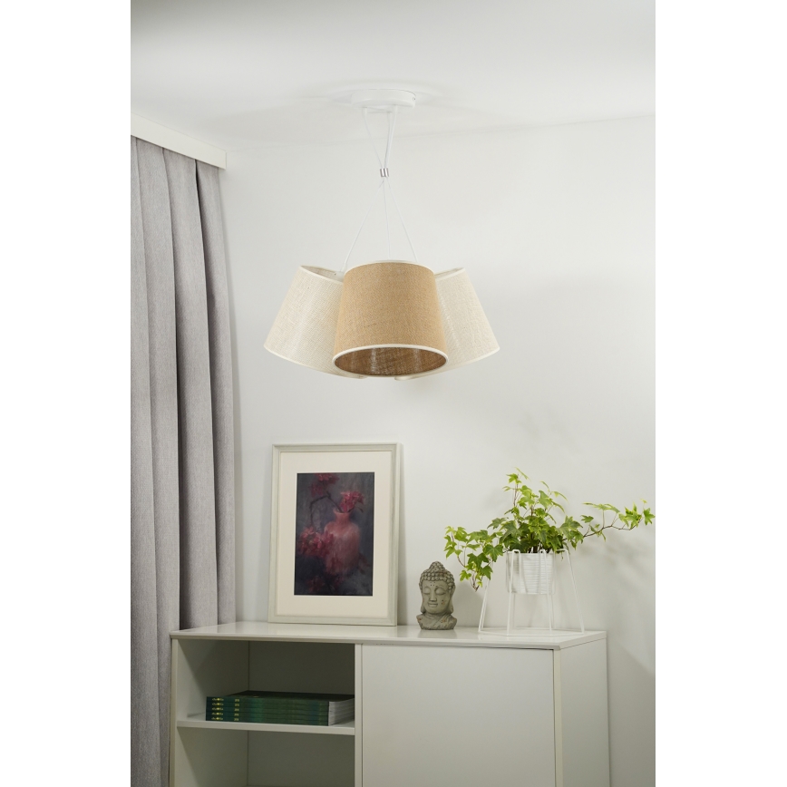 Duolla - Candeeiro suspenso YUTE ROSSA 3xE27/15W/230V cinzento/castanho